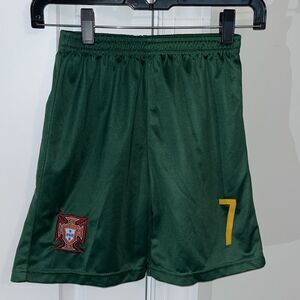 Generic Portugal Crest Green Soccer Team Portuguese Youth Kids Shorts Small/Med